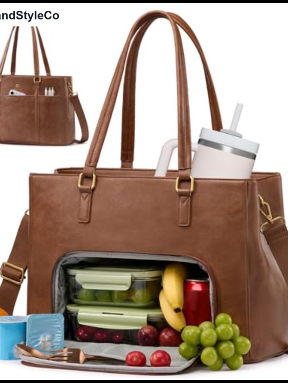 LOVEVOOK 2-in-1 Insulated Lunch Tote Bag with Laptop Compartment